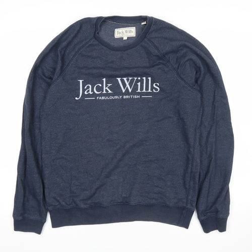 Jack Wills Women Navy Blue Logo Crew Neck Sweatshirt M