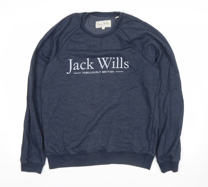 Jack Wills Women Navy Blue Logo Crew Neck Sweatshirt M