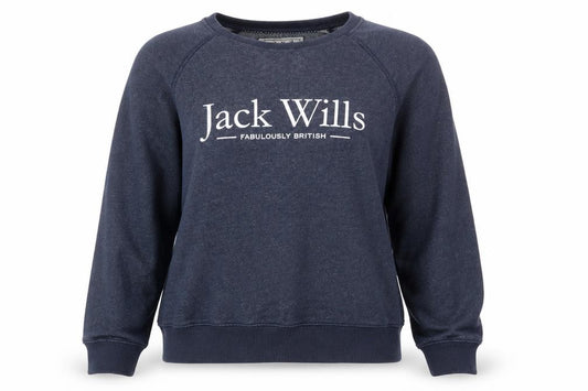 Front view of Jack Wills Women Navy Blue Logo Crew Neck Sweatshirt M