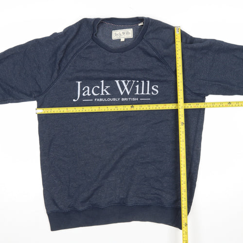 Jack Wills Women Navy Blue Logo Crew Neck Sweatshirt M
