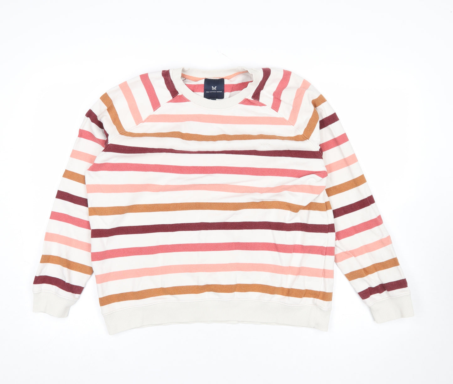 Crew Clothing Company Women's Multicoloured Striped Cotton Pullover Sweatshirt Size 14