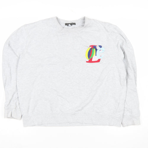 French Connection Women’s Grey Love Logo Sweatshirt XL Cotton Blend