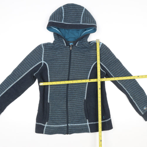 Kuhl Womens Blue Striped Chianti Fleece Hooded Jacket Size S