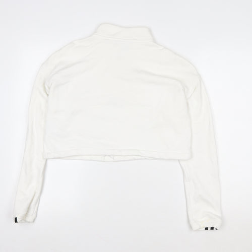 Adidas Women White Cropped 1/4 Zip Sweatshirt Size 12