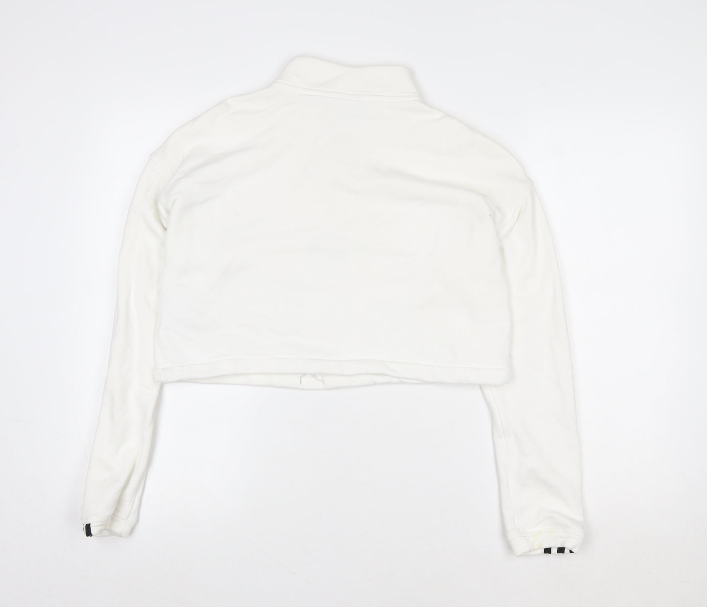 Adidas Women White Cropped 1/4 Zip Sweatshirt Size 12