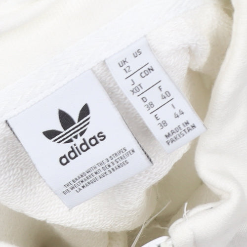 Adidas Women White Cropped 1/4 Zip Sweatshirt Size 12
