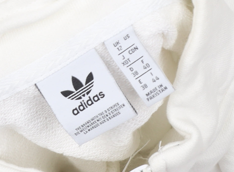 Adidas Women White Cropped 1/4 Zip Sweatshirt Size 12