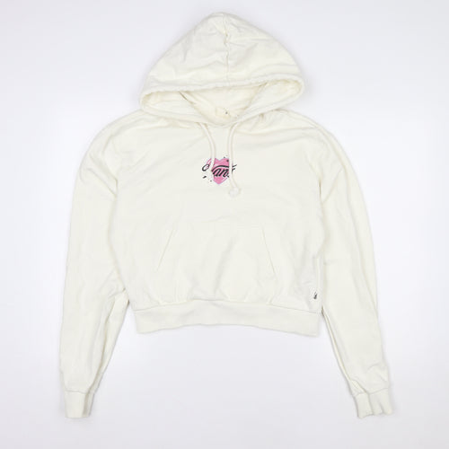Vans Womens Ivory Hoodie Size S Pullover 100% Cotton Graphic Logo