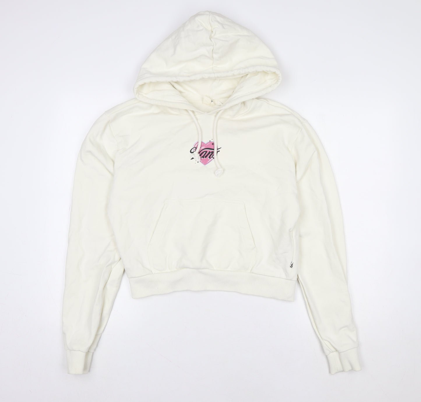 Vans Womens Ivory Hoodie Size S Pullover 100% Cotton Graphic Logo