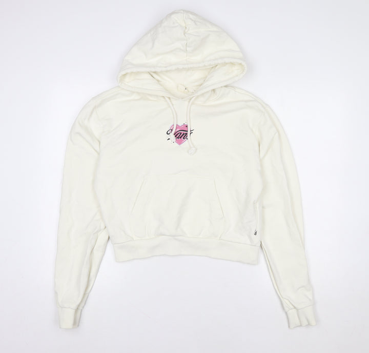Vans Womens Ivory Hoodie Size S Pullover 100% Cotton Graphic Logo