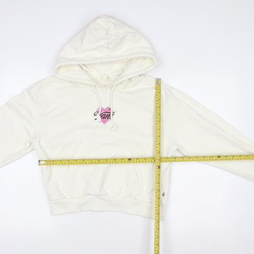 Vans Womens Ivory Hoodie Size S Pullover 100% Cotton Graphic Logo