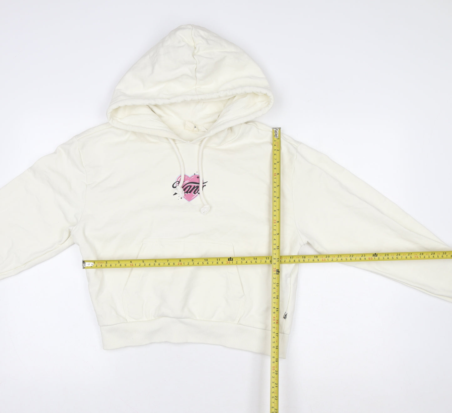 Vans Womens Ivory Hoodie Size S Pullover 100% Cotton Graphic Logo