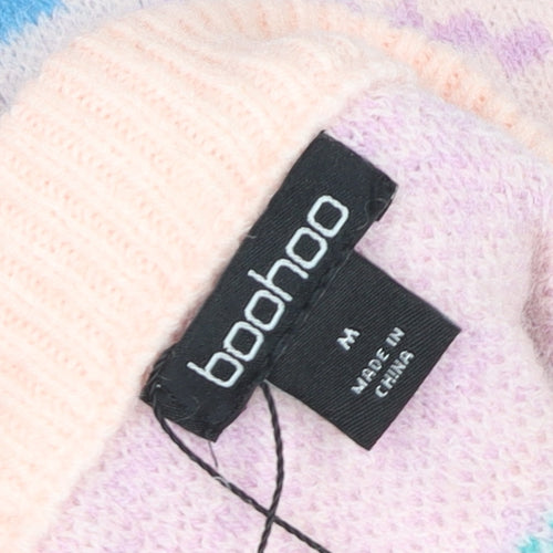 Boohoo Womens Multicoloured Fair Isle Knit Jumper M Crew Neck Winter Pullover