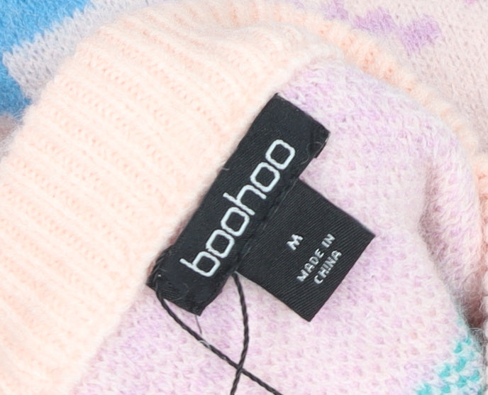Boohoo Womens Multicoloured Fair Isle Knit Jumper M Crew Neck Winter Pullover
