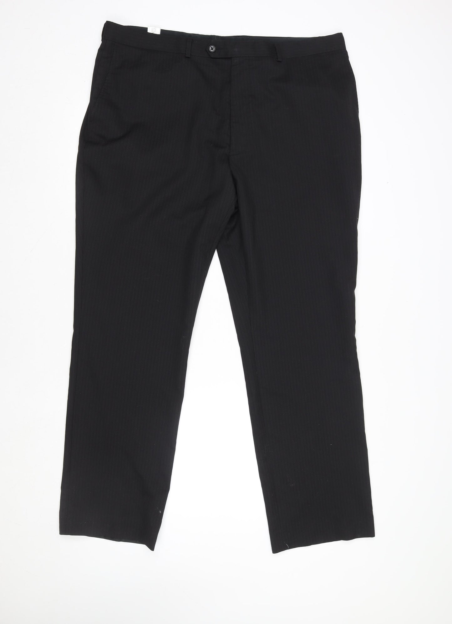 Next Men's Black Wool Blend Formal Dress Trousers 40R Regular Fit