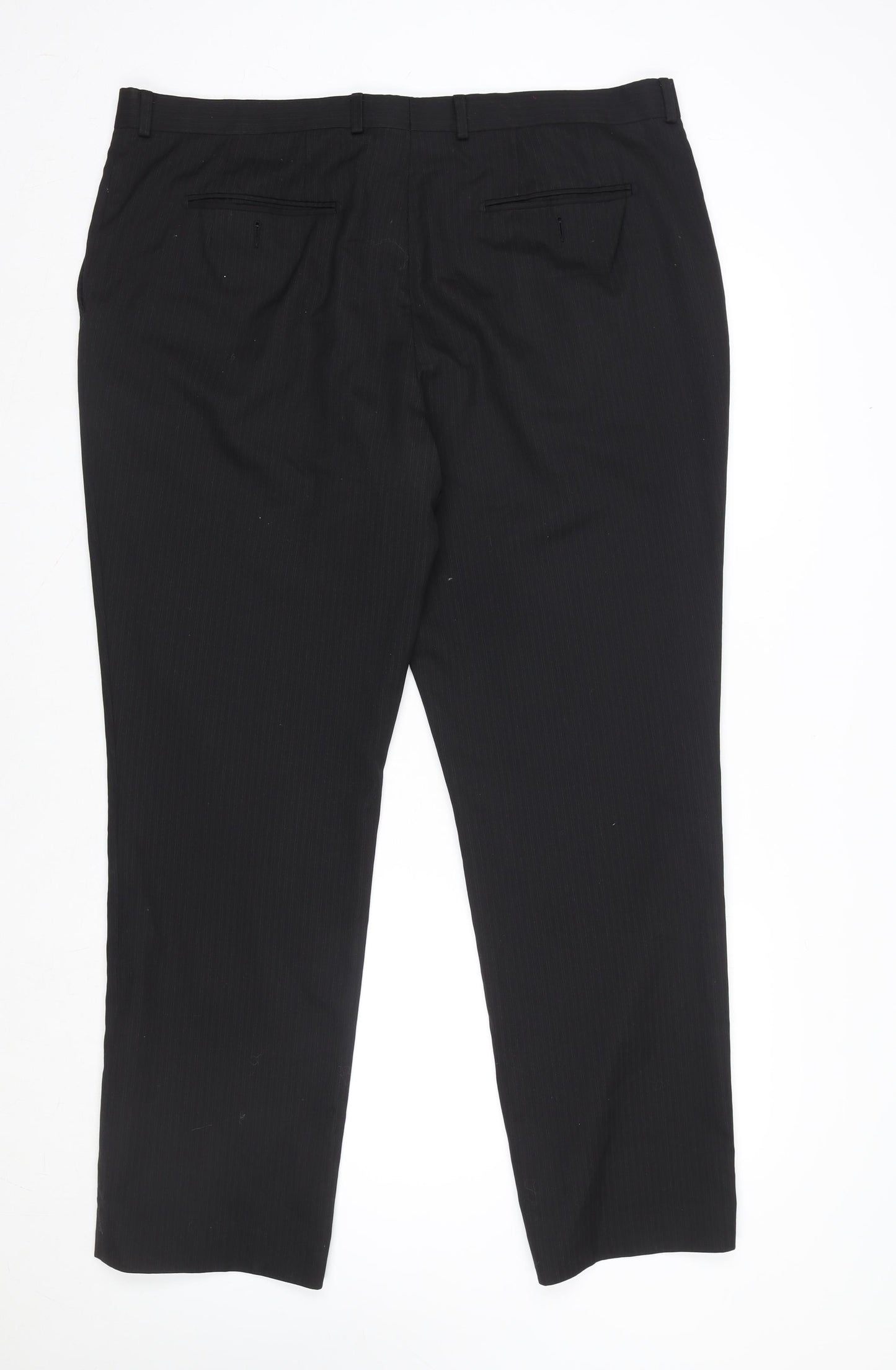 Next Men's Black Wool Blend Formal Dress Trousers 40R Regular Fit