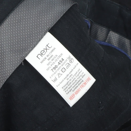 Next Men's Black Wool Blend Formal Dress Trousers 40R Regular Fit