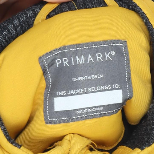 Primark Unisex Baby Yellow Hooded Puffer Jacket 12-18 Months Faux Fur Lined Winter Coat