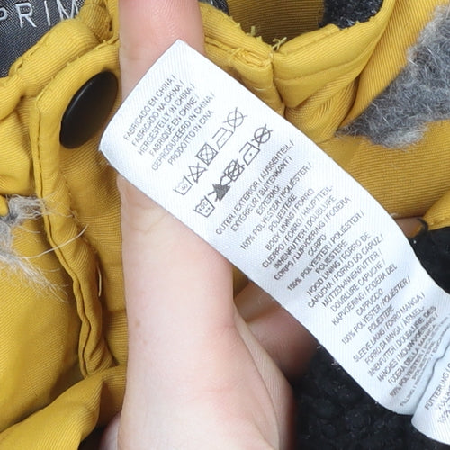 Primark Unisex Baby Yellow Hooded Puffer Jacket 12-18 Months Faux Fur Lined Winter Coat