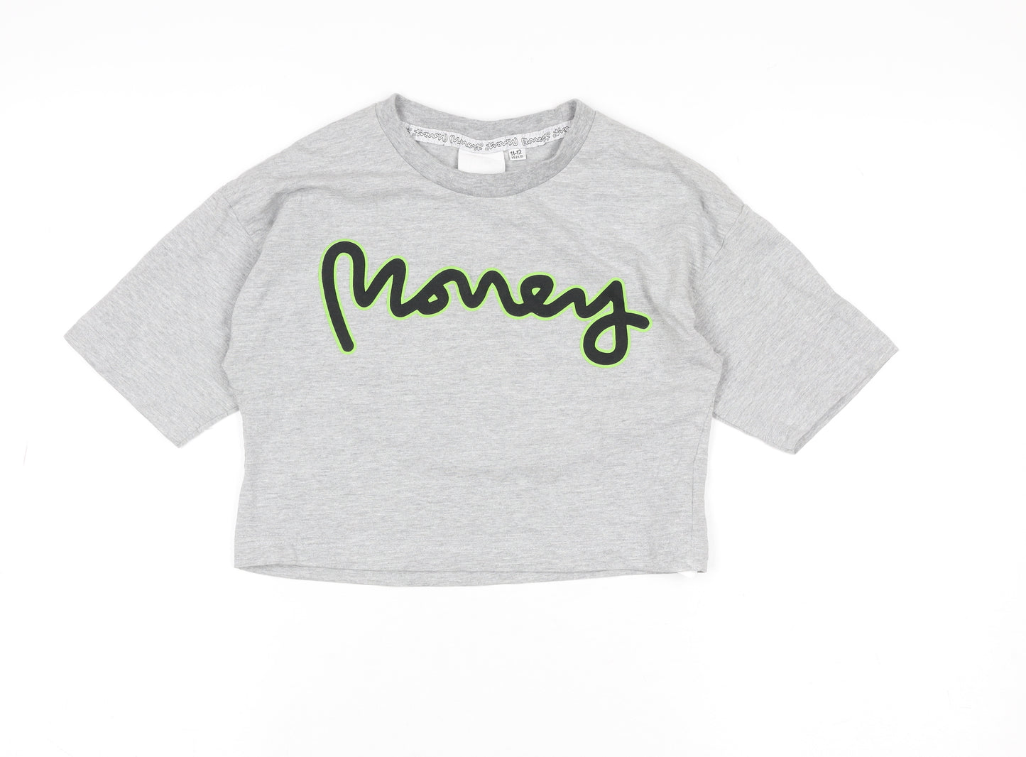 Money Boys Grey Logo T-Shirt 11-12 Years Regular Fit Crew Neck