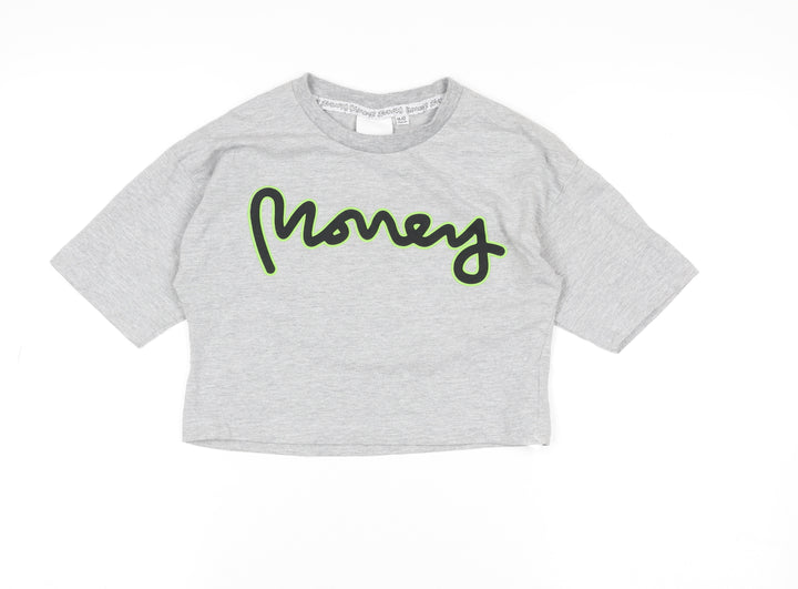 Money Boys Grey Logo T-Shirt 11-12 Years Regular Fit Crew Neck