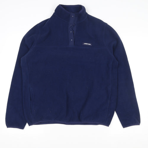 Lands' End Men’s Blue Fleece Henley Sweatshirt M Regular Fit