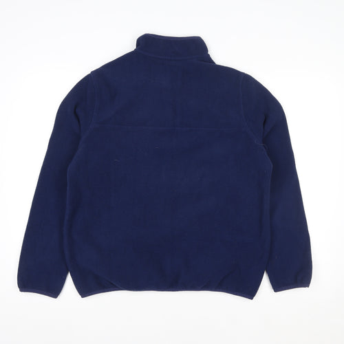 Lands' End Men’s Blue Fleece Henley Sweatshirt M Regular Fit