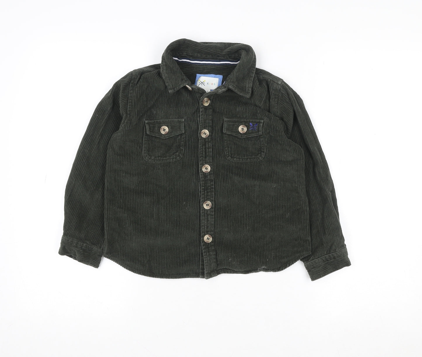 Crew Clothing Boys Green Corduroy Shirt Jacket 7-8 Years Button Front