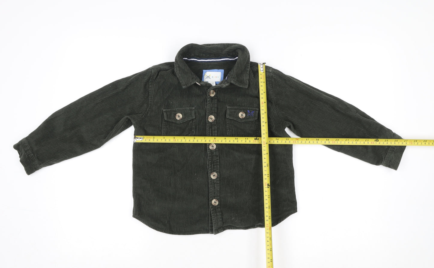 Crew Clothing Boys Green Corduroy Shirt Jacket 7-8 Years Button Front