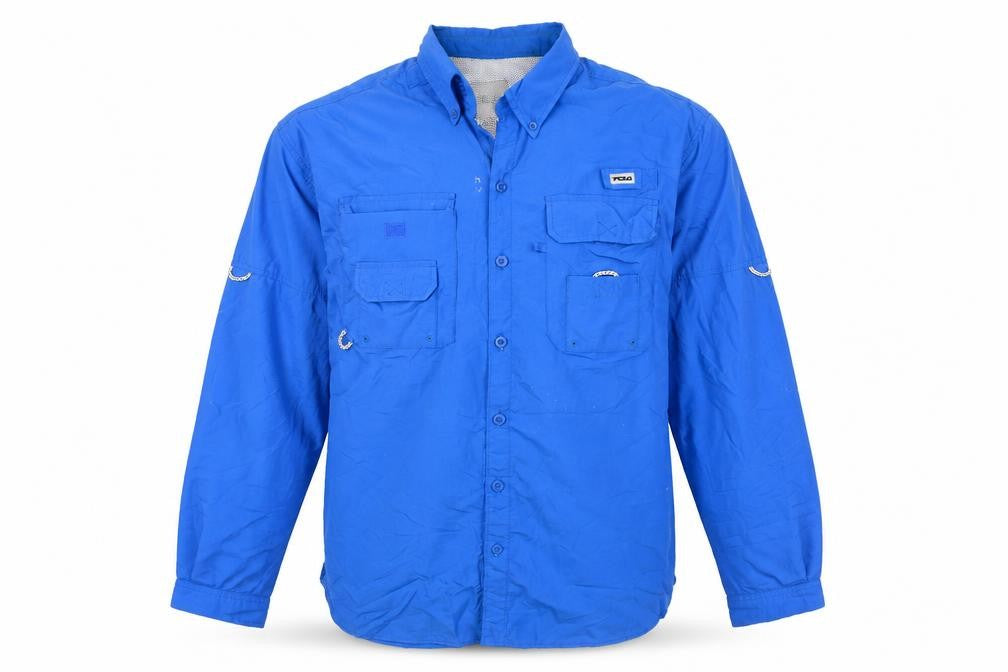 Front view of TCLA Men's Blue Lightweight Nylon Hiking Windbreaker Jacket L