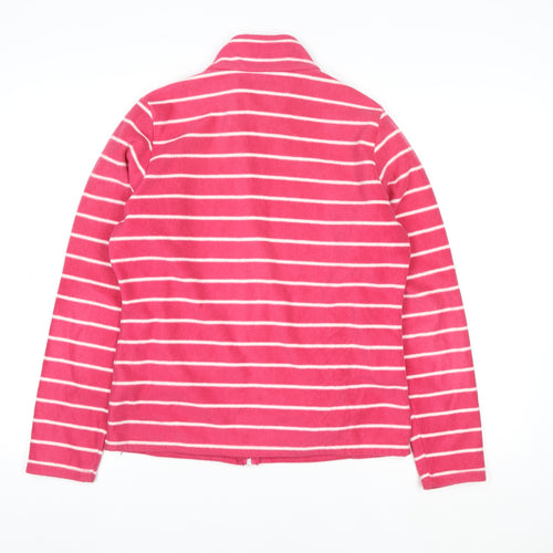 Marks and Spencer Women's Pink Striped Fleece Full Zip Sweatshirt UK 12