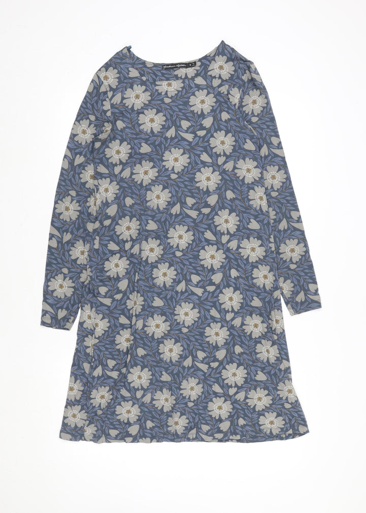 Gudrun Sjödén Women's Blue Floral Cotton Shift Dress Size S