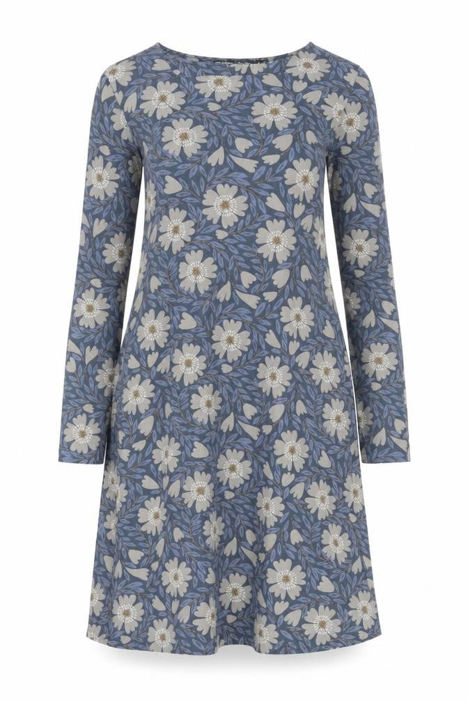 Gudrun Sjödén Women's Blue Floral Cotton Shift Dress Size S