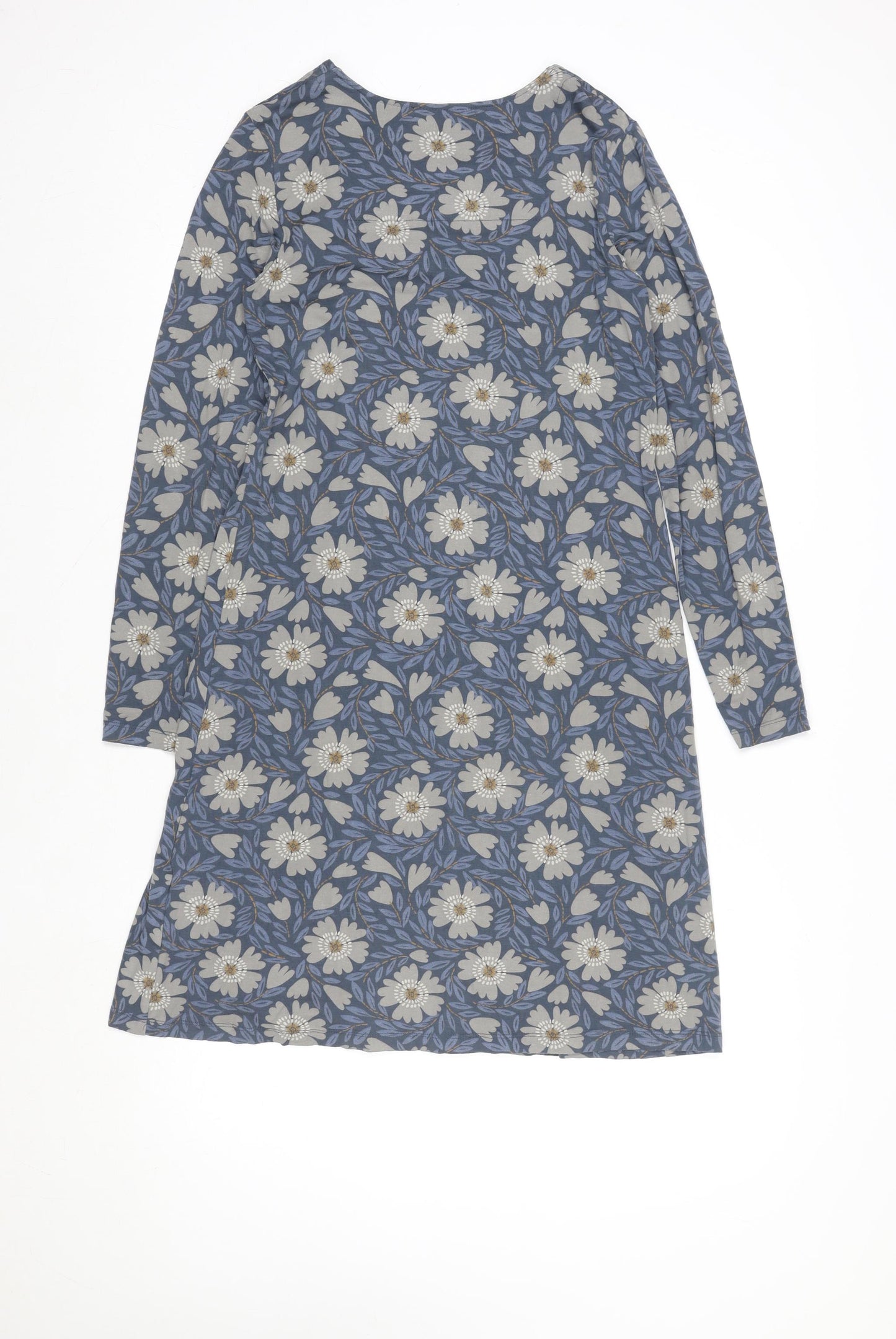 Gudrun Sjödén Women's Blue Floral Cotton Shift Dress Size S