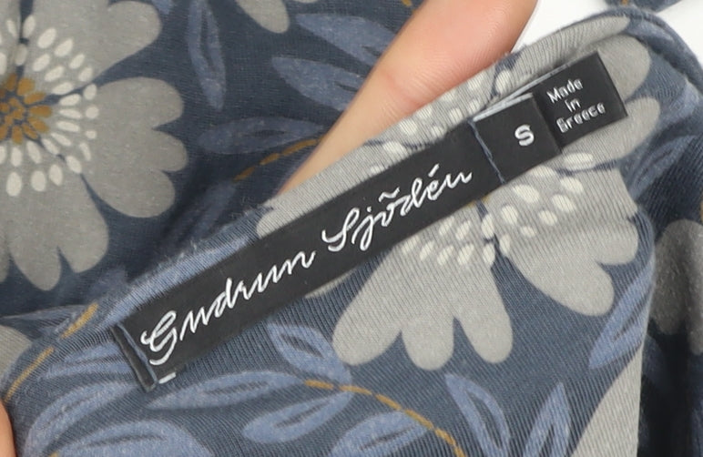 Gudrun Sjödén Women's Blue Floral Cotton Shift Dress Size S