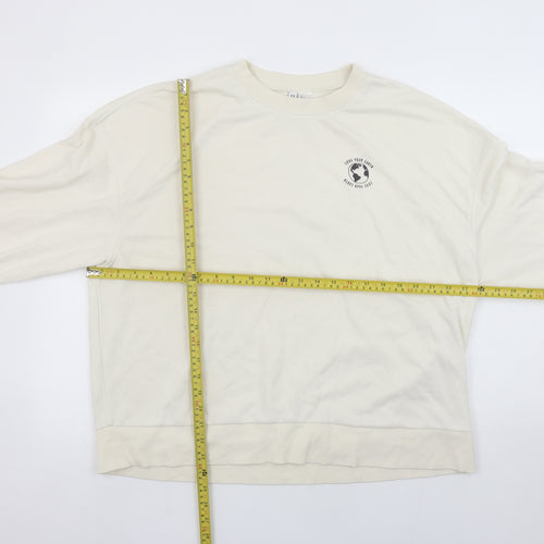 H&M Divided Women’s Beige Crew Neck Sweatshirt Size L Relaxed Fit
