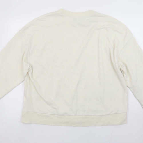 H&M Divided Women’s Beige Crew Neck Sweatshirt Size L Relaxed Fit
