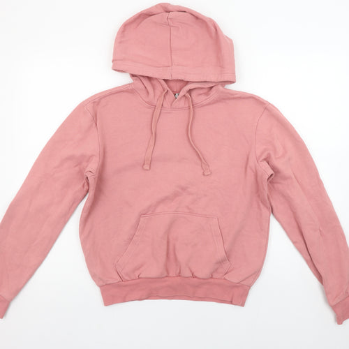 H&M Divided Women Pink XS Pullover Hoodie Basic Cotton Blend