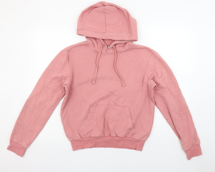 H&M Divided Women Pink XS Pullover Hoodie Basic Cotton Blend