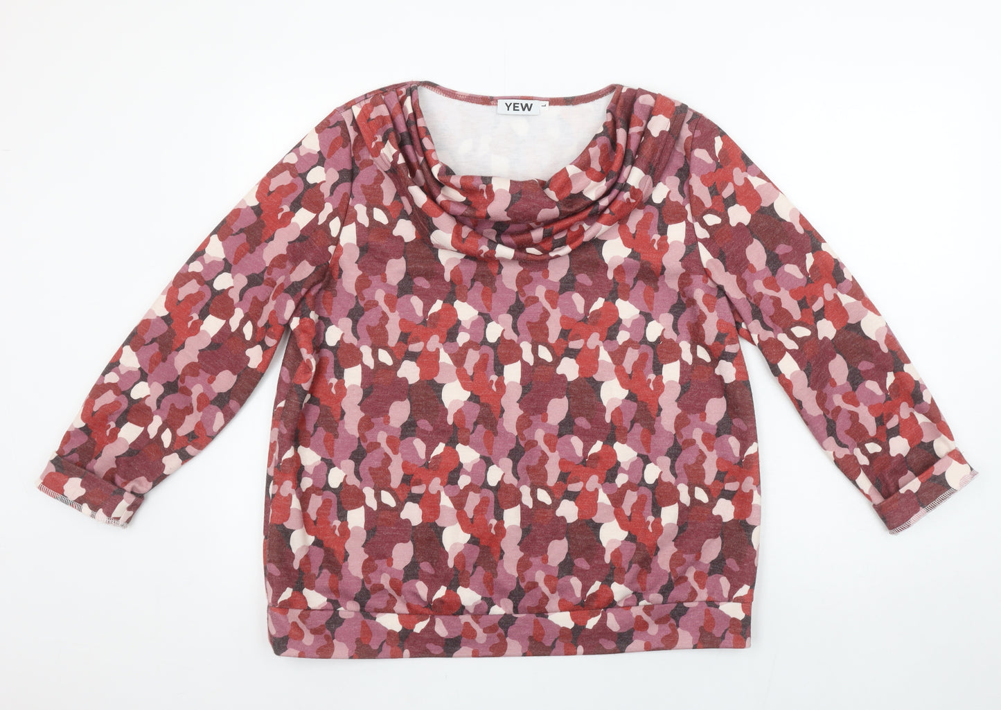 YEW Women's Multicoloured Cowl Neck Jersey Blouse Size L
