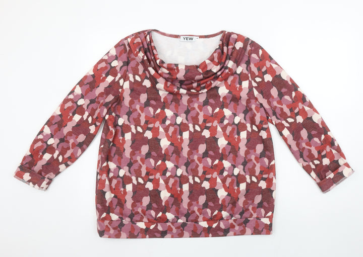 YEW Women's Multicoloured Cowl Neck Jersey Blouse Size L