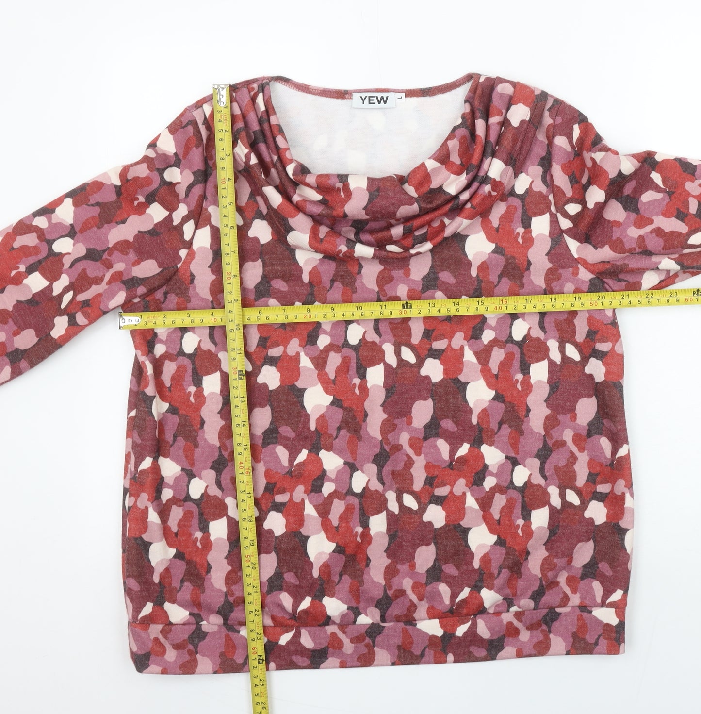 YEW Women's Multicoloured Cowl Neck Jersey Blouse Size L