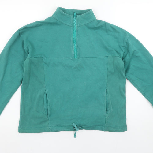 BAM Womens Green 1/4 Zip Pullover Hoodie Size 16 Organic Cotton Bamboo Blend