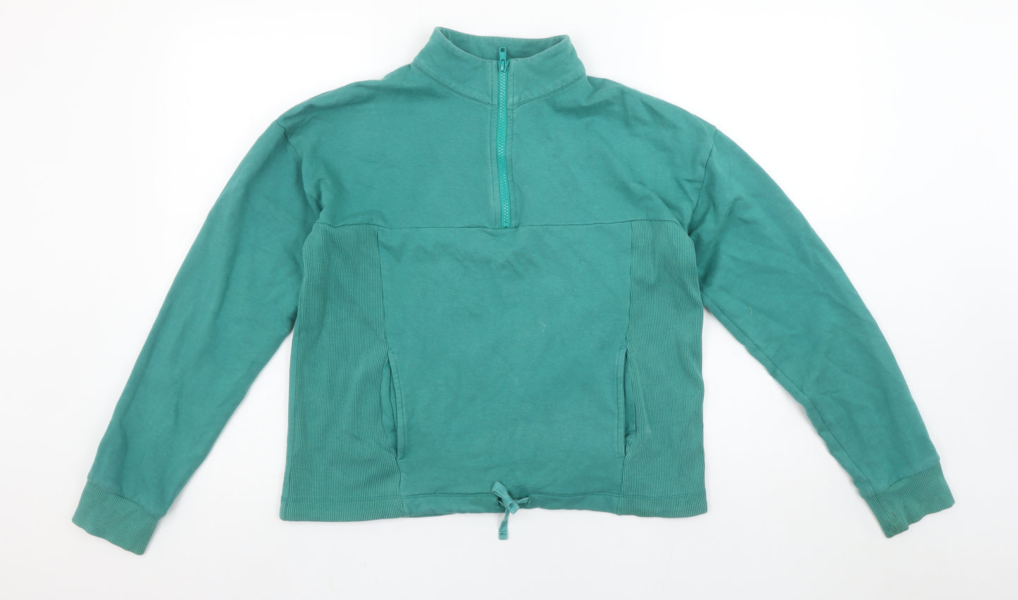 BAM Womens Green 1/4 Zip Pullover Hoodie Size 16 Organic Cotton Bamboo Blend