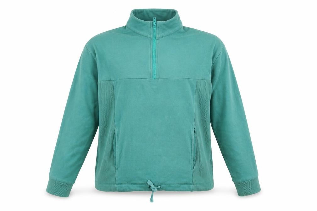 BAM Womens Green 1/4 Zip Pullover Hoodie Size 16 Organic Cotton Bamboo Blend
