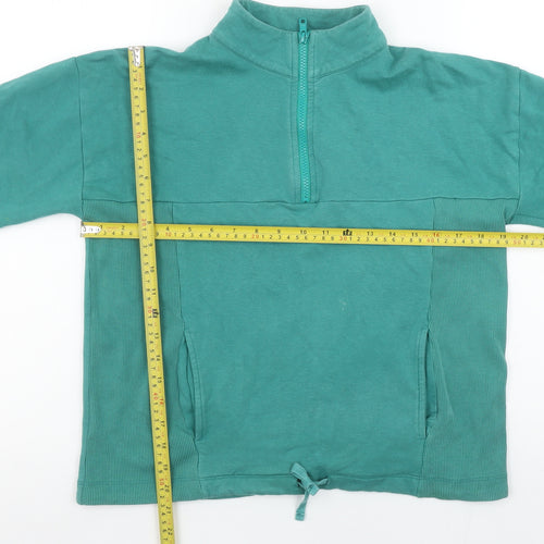 BAM Womens Green 1/4 Zip Pullover Hoodie Size 16 Organic Cotton Bamboo Blend