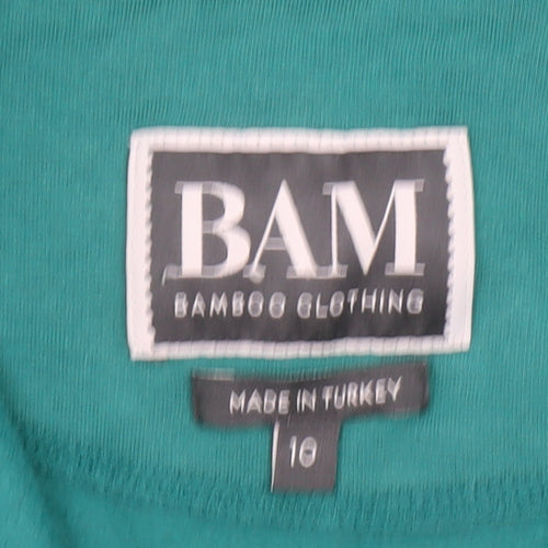 BAM Womens Green 1/4 Zip Pullover Hoodie Size 16 Organic Cotton Bamboo Blend