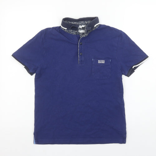 Hugo Boss Boys Blue Slim Fit Polo Shirt 14 Years Short Sleeve Collared