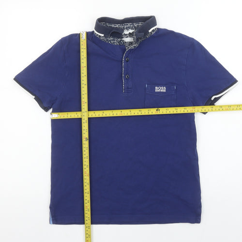 Hugo Boss Boys Blue Slim Fit Polo Shirt 14 Years Short Sleeve Collared