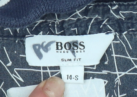 Hugo Boss Boys Blue Slim Fit Polo Shirt 14 Years Short Sleeve Collared
